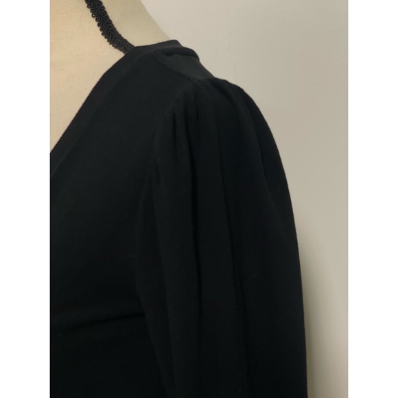 Loft V-Neck Long Sleeve Ribbed Top Black Size S - Picture 5 of 5